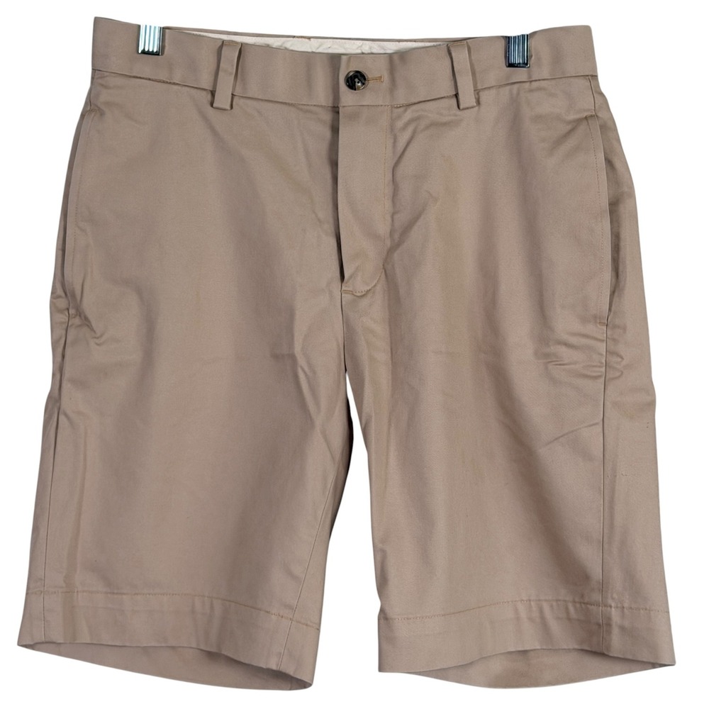 Brooks Brothers Advantage Chino Stretch Shorts Mens 30 Tan Cotton Flat Front